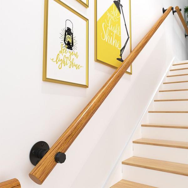 Modern Design Against The Wall Indoor Loft Elderly Railings Wooden Stairs Handrails