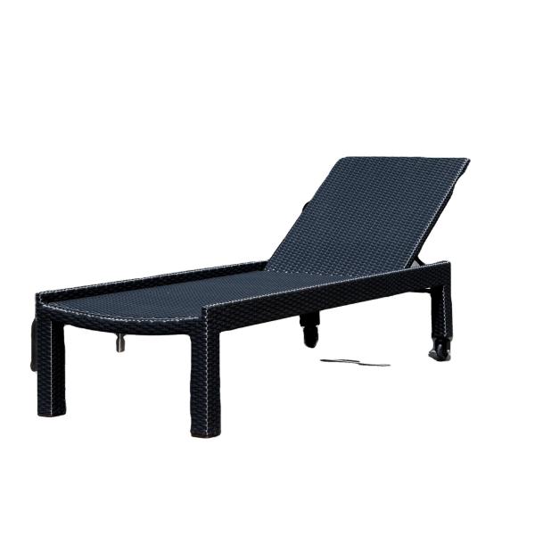 Villa Terrace Foldable Lounger Rattan Frame Sunbed with Waterproof Fabric Cushion and Folded Design