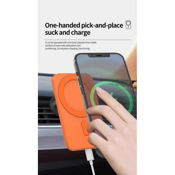 FCC Magnetic Wireless Car Charger , 15w Air Vent Car Mount Phone Holder