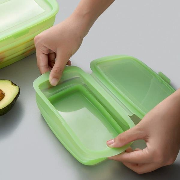 Pure Silicone Square Lunch Box – 100% Food-Grade, BPA-Free, Leakproof, Microwave And Freezer Safe Reusable Container For Meal Prep, Office Lunch, Kids’Snacks, Camping, And Eco-Friendly Food Storage 