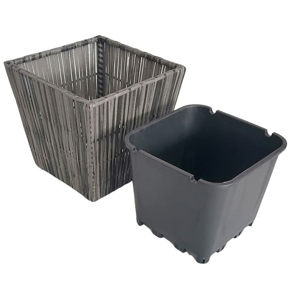 Handmade Square Shape Metal Frame Wicker Flower Pot with Plastic Original Green OEM Customized Style