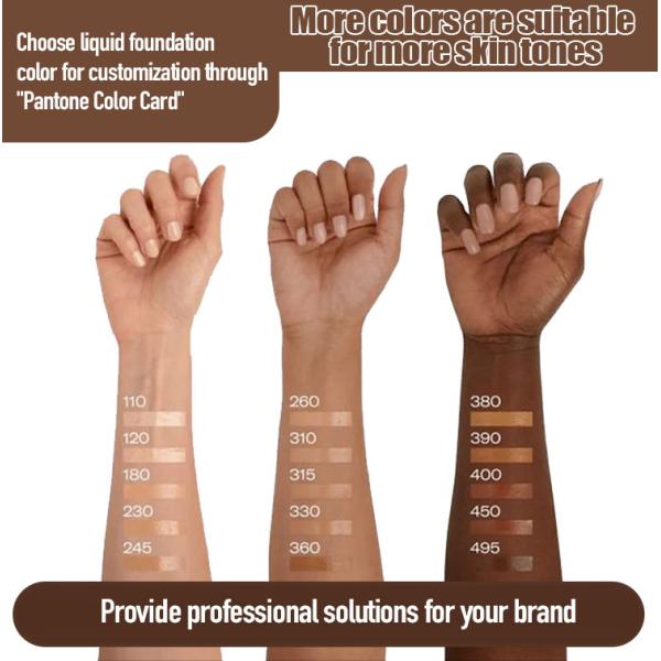 Maquillaje facial natural de larga duración Convector de maquillaje líquido de etiqueta privada Fundación impermeable mate Solución de base para la piel grasa