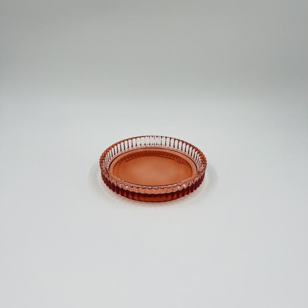 Accessoires de salle de bain modernes en verre orange ombre avec forme ronde et bande verticale côtelée ensemble de savon de salle de bain pinceaux de toilette savon-vaisselle pour salle de bain