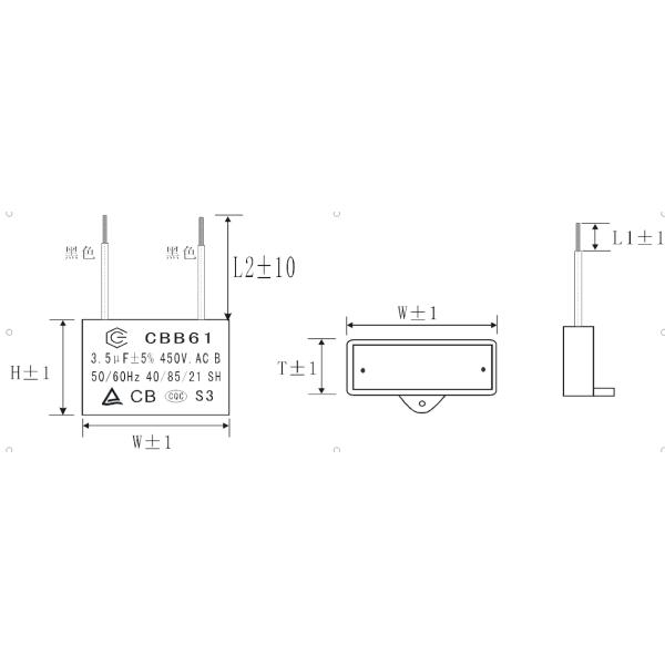 CBB61 450V 3.5mfd Синий S3 высокоскоростной потолочный вентилятор конденсатор с пластиковым треугольником