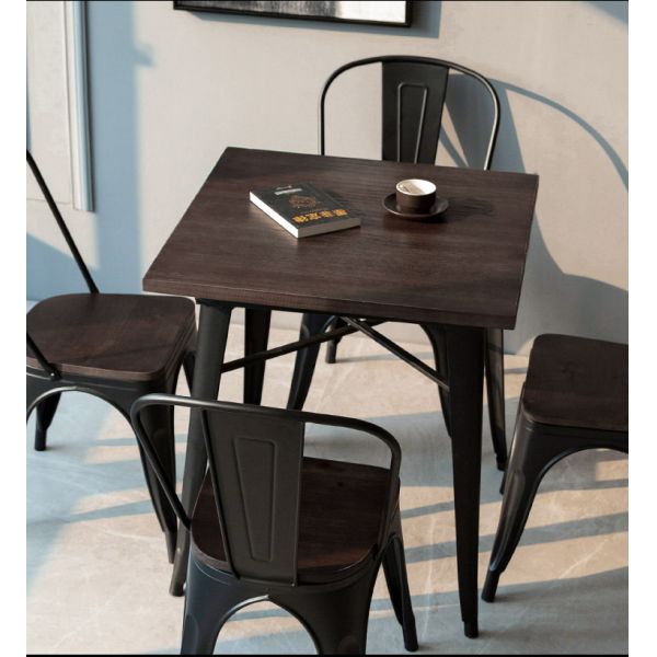 Restaurant Furniture Fast Food Coffee Loft Iron Wooden Dining Table for Restaurant Furniture Sets