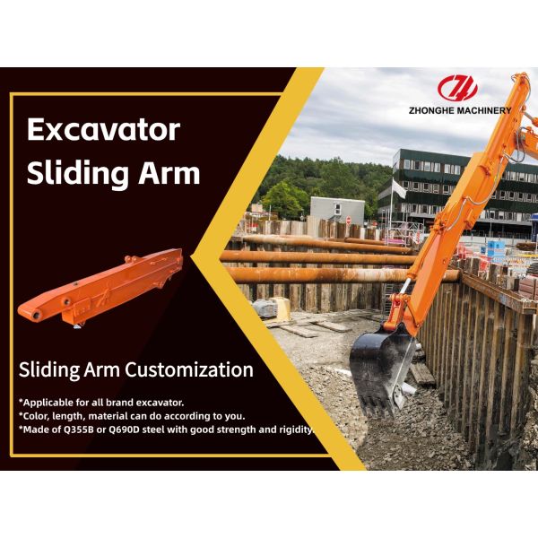 High Efficiency 20-27 Ton Excavator 10-12m Sliding Boom Arm Telescopic Arm for Construction