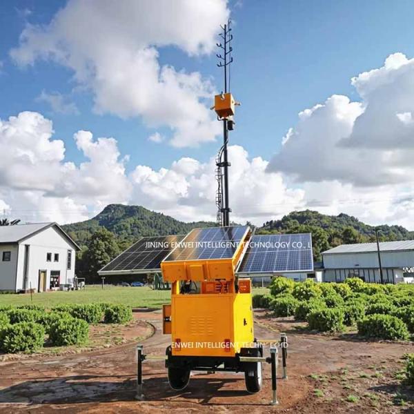 Mobile Solar Security Camera Trailer Portable Solar CCTV Trailer For Construction Site Monitoring