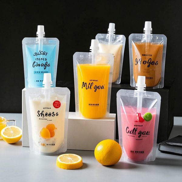 Spout Bag Featuring Zipper Top Leakproof Aluminum Foil Food Grade Packaging for Liquid Laundry Detergent Bean Berry Jelly