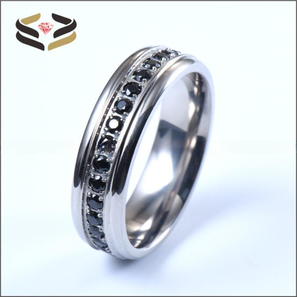 Anneaux de mariage en titane pour femmes 6 mm avec incrustation en zirconium noir