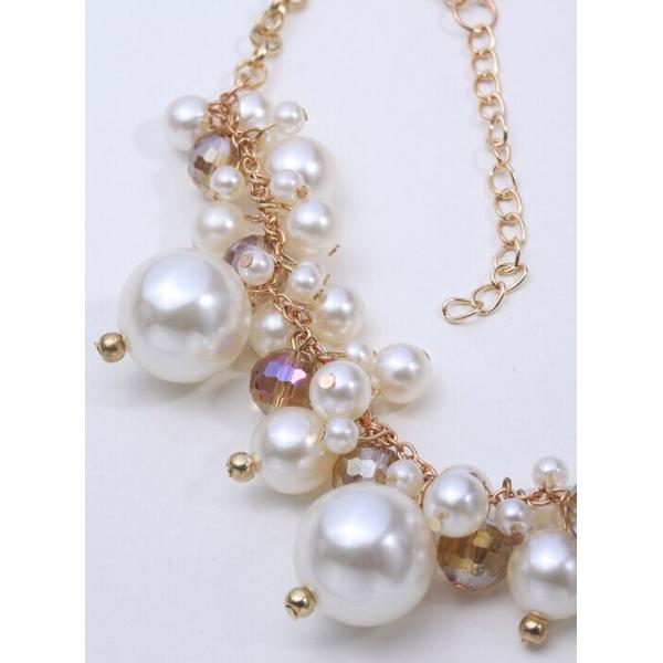 Luxury diamond bright gold imitation pearl necklace