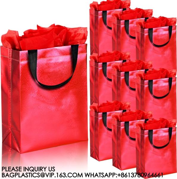 Colorful Gift Bags With Tissues – 9PCS Reusable Gift Bags Medium Size - Perfect As Goodie Bags, Birthday Gift Bag
