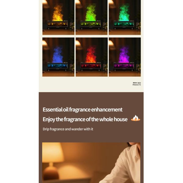 Home Ultrasonic Aroma Humidifier Colorful Flame Air Aroma Diffuser CE FCC RoHS Approved