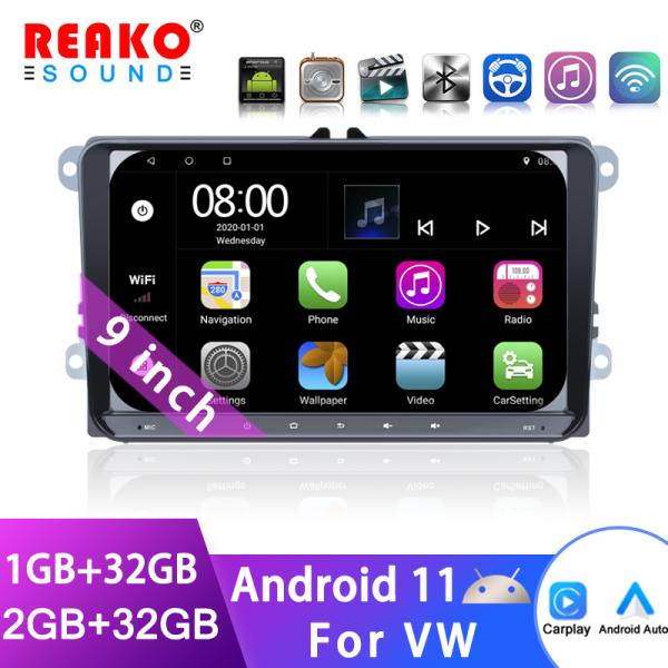 9 Inch VW Android Car Stereo Carplay Double Din Car Stereo Carplay For Golf Polo Passat