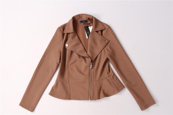 Coffee Color Casual Womens Knit Blazer Jacket 94% Polyester 6% Spandex