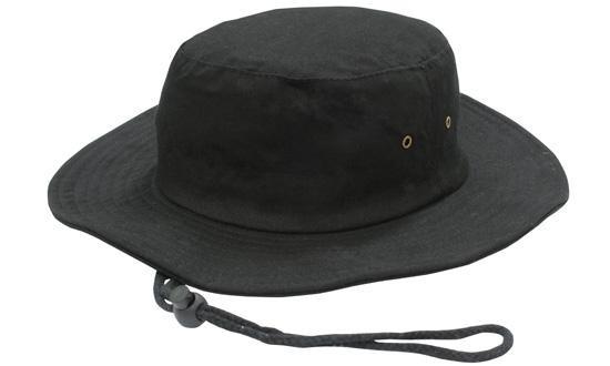 Heavy Cotton Black Boonie Hat , Six Metal Vented Holes Cotton Wide Brim Hat