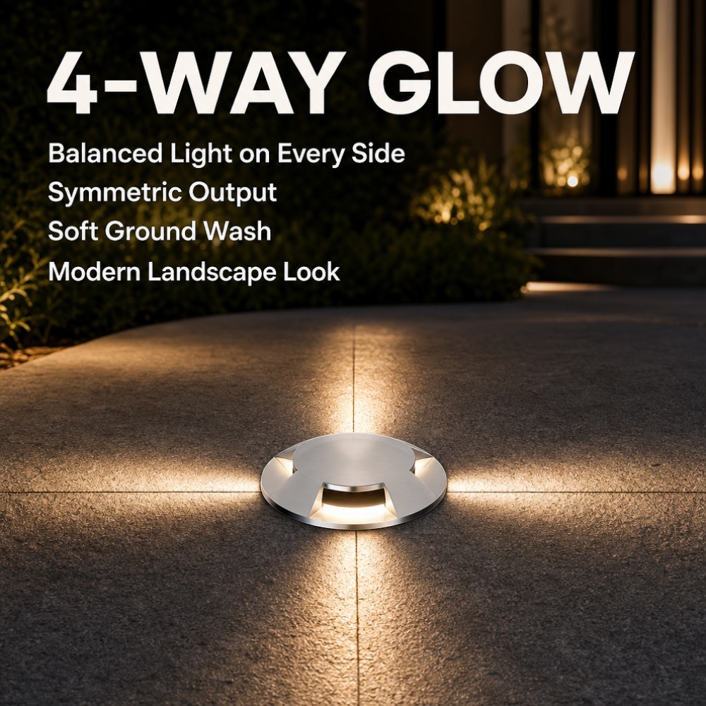 Quad Emission Outdoor Ground Spotlights 12W CREE COB 4 Aperture Driveway Lighting