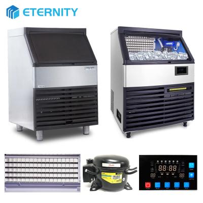 The Nissan 40 kg stainless steel commercial ice cube machine can be customized to size ice cubes for use in bars