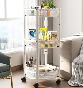 No Installation Rotating Kitchen Storage Rack Foldable Shelf Anti Rust For High