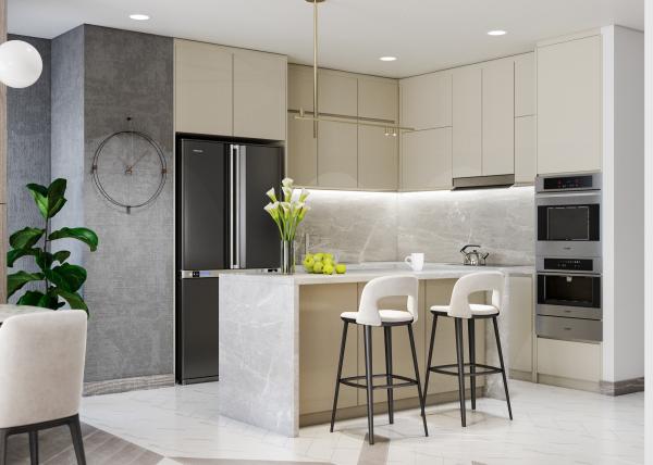 Environmental Friendly Melamine Impregnated Film Paper Integrated Kitchen Cabinets