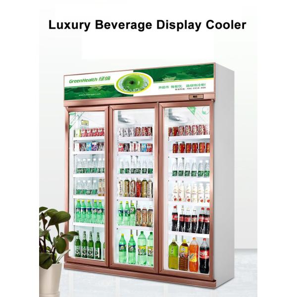 Стеклянный холодильник напитка двери 3 выпивает охладитель дисплея с рамкой золота