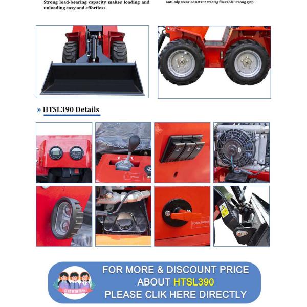 HTSL390 Mini Slid Steer Loader con altura máxima de trabajo 2398 mm