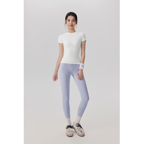 Women's Slim Fit Short Sleeve Workout T Shirt Breathable Quick Dry Athletic Top for Yoga Fitness in White