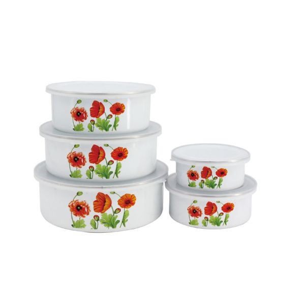 Carbon Steel Enamel Storage Bowl Set 10cm 12cm 14cm 16cm 18cm Custom Decal Printing