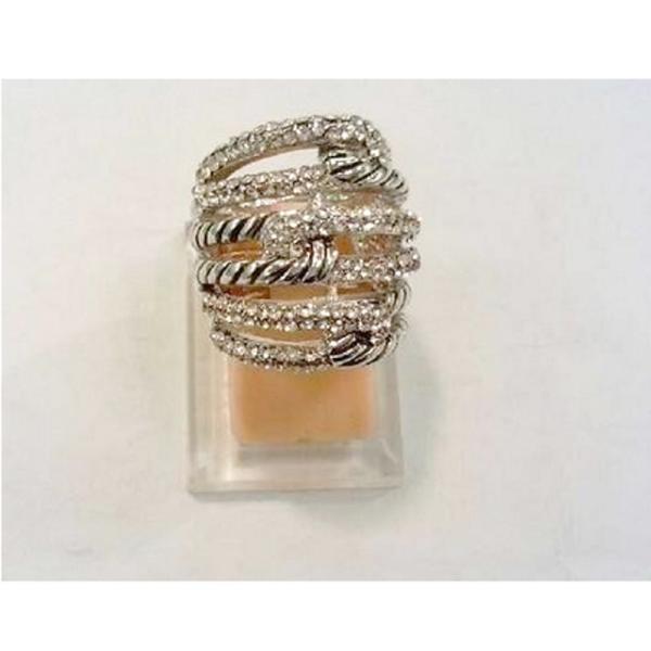 (R-80)New Style Fashion Jewelry Silver Plated Pave Clear Cubic Zircon Labyrinth Ring