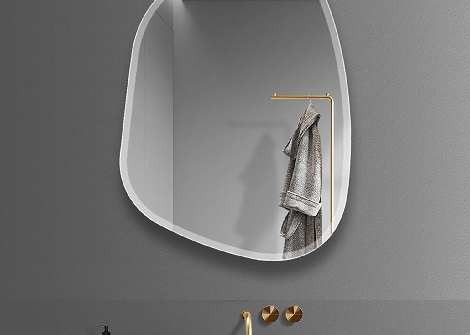 Frameless Mirror with Beveled Edge Design HD/Explosion Proof Irregular Shape Decorative Wall Mirror