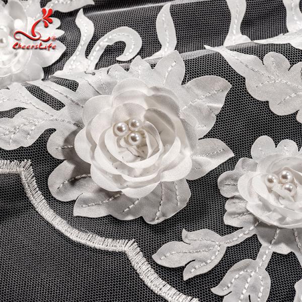 Elastic Embroidered Lace Fabric For Evening Dress Customize Color