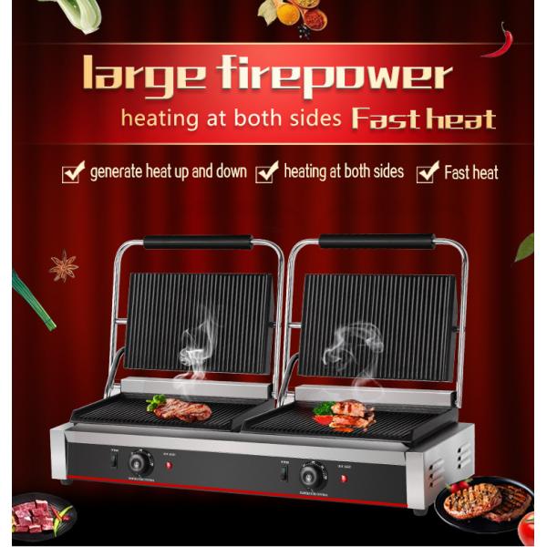 220В нержавеющая сталь двойной пластины Панини гриль для сэндвича гамбургер сэндвич пресс