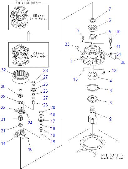 201-26-71190 201-26-71121 201-26-71130 201-26-71140 Komatsu PC60-7 PC75 Excavator Swing Gear Parts