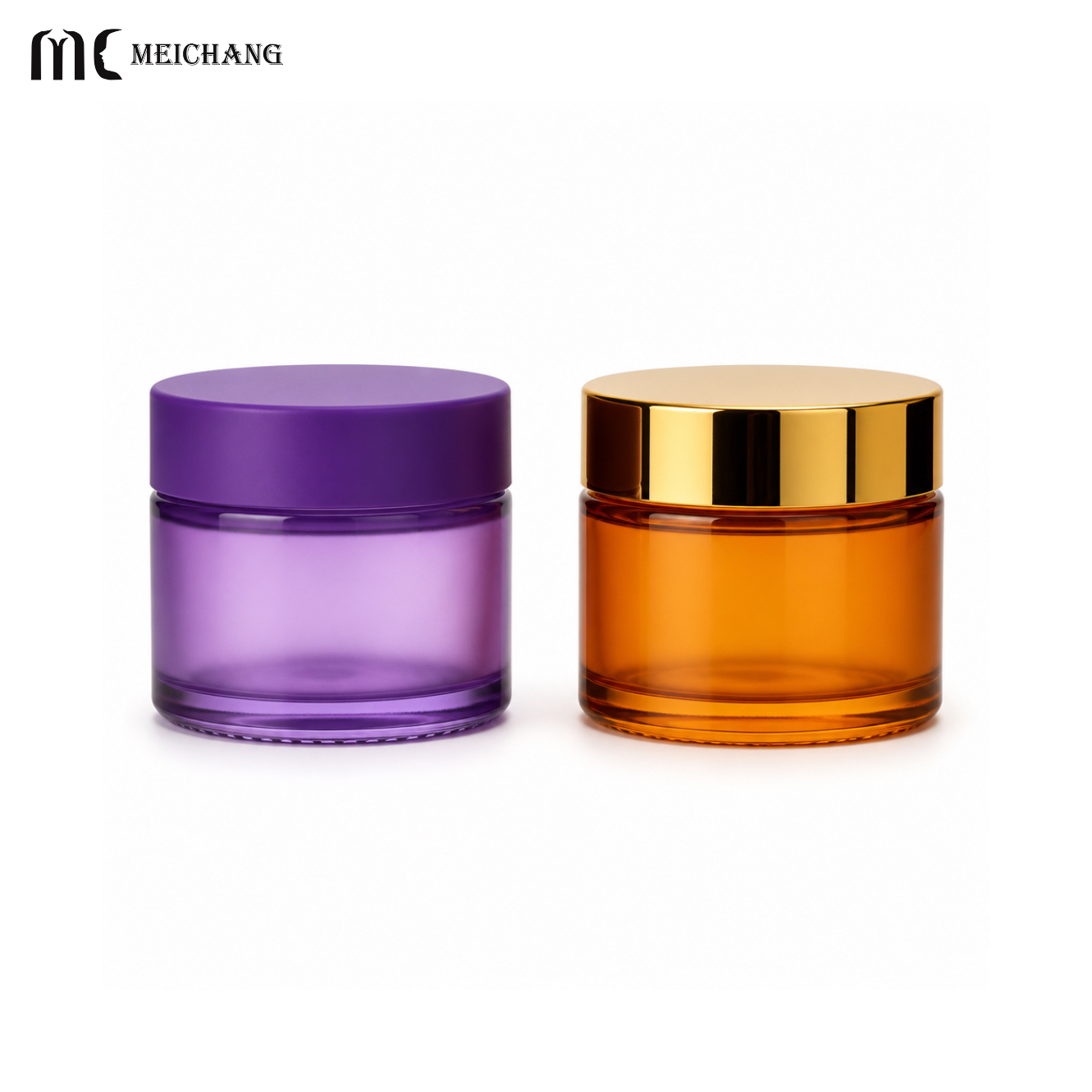 1oz/2oz/4oz/8oz/16oz Amber & Frosted Clear Glass Cosmetic Jar with Black/White Lid(MC-G-557)