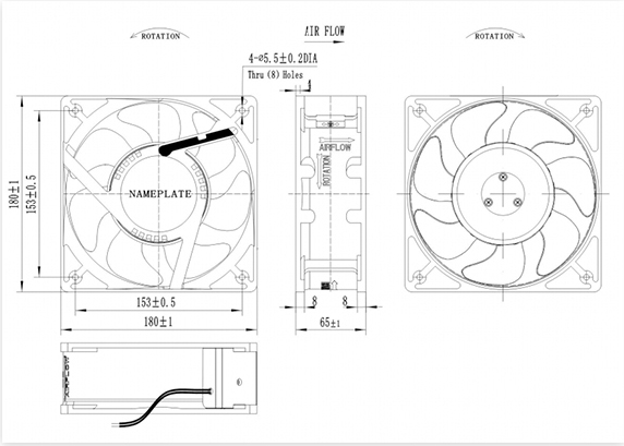 240 CFM 3100RPM Ball Bearing High Airflow PC Fans , 180mm PC Fan With Metal Blade