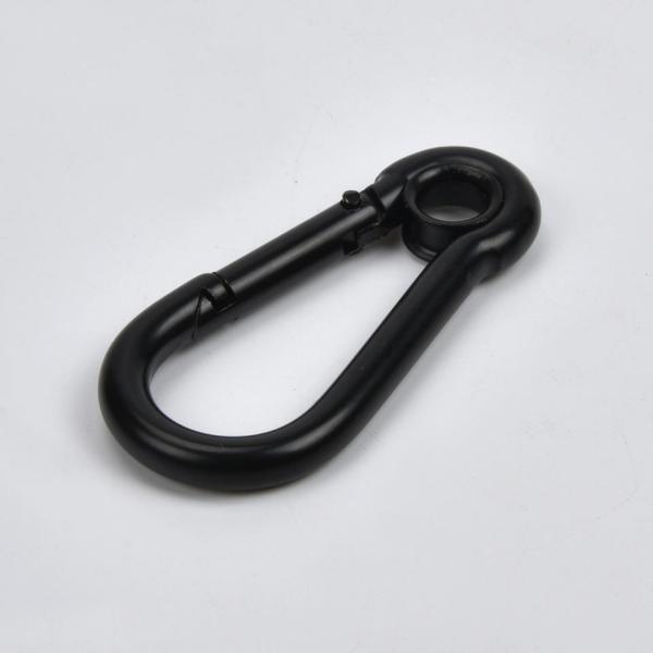 Versatile Black Coated Stainless Steel Spring Snap Hook Carabiner for Any Environment
