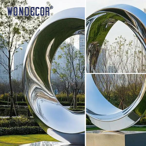 Поп-арт на открытом воздухе Скульптура большого металлического кольца Скульптура кольца из нержавеющей стали