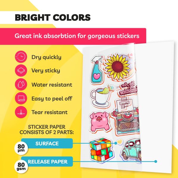 Heat Sensitive A4 Sticker Paper 100 Sheets / Carton for Laser Inkjet Label Printing