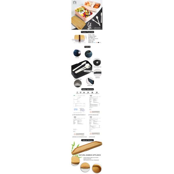 BPA Free Microwavable Food Storage Container with Eco Friendly Bamboo Lid and Cutlery