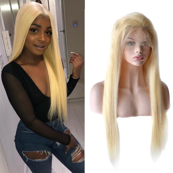 613 Blonde Color Silky Straight Full Lace Human Hair Wigs For Beautiful Ladys