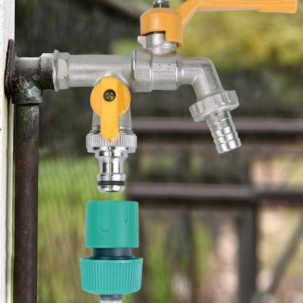 TMOK Factory Direct Double Head Yellow Handle Outdoor Garden Water Tap Irrigation Brass Bibcock