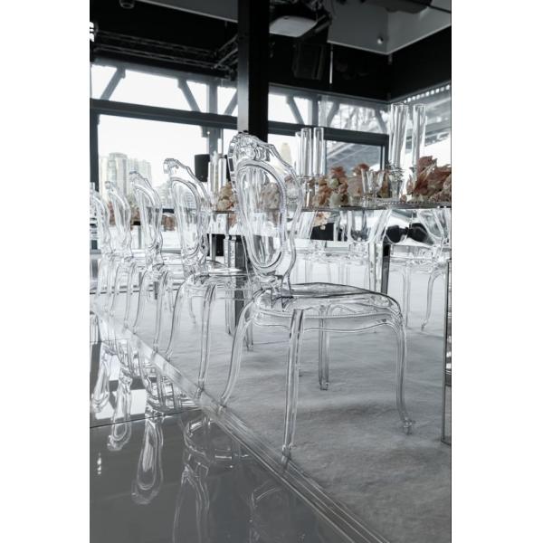 Chaise Chiavari transparente en acrylique pour mariages et banquets