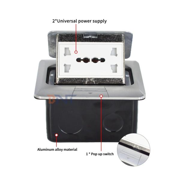 Custom Universal Power Pop-up Hidden Feature Ground Socket Waterproof Floor Socket Slow IP44