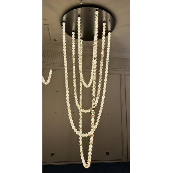 LED Alabaster Chandelier 6 M Pearl Necklace Chandelier Luxury For Living Room