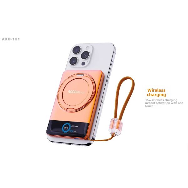 Type C Aluminum Alloy Wireless Magnetic Powerbank 5000mAh 22.5W With LED Screen