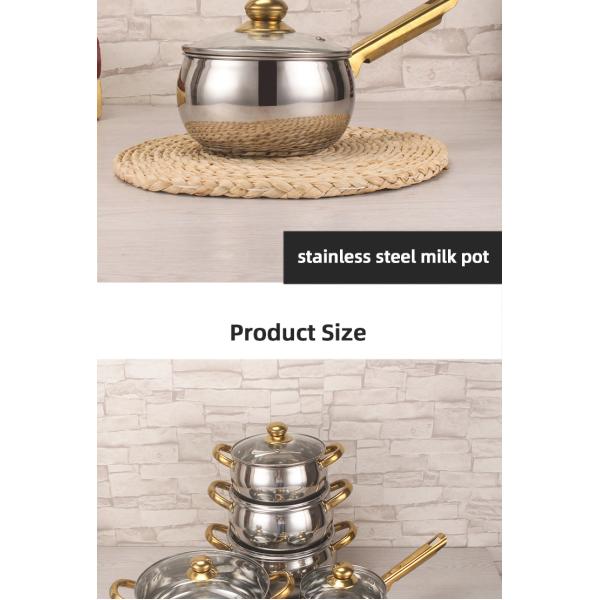Best Selling Stainless Steel Cookware Set 12pcs Double Layer Cooking Pot Set With Golden Handle