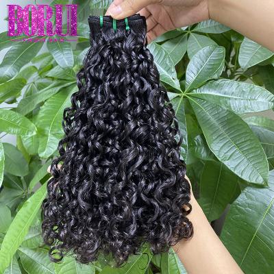 Super Double Drawn Human Hair Funmi Pixie Curl Hair Bundles Water Wave Natural Color