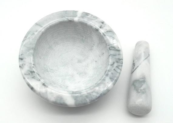 Dia 16.5cm H9cm Grey Stone Mortar And Pestle For Herbs Spices