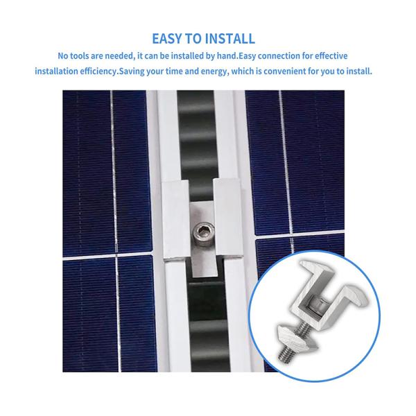 Outdoor Stainless Steel 50mm Solar Panel Mid Clamp Weather Resistance