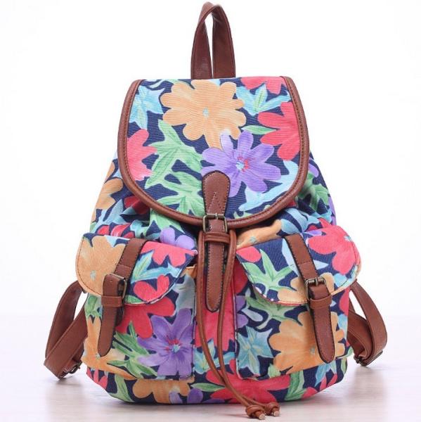 Vintage European and American fashion printing ladies casual shoulder bag backpack schoolbag