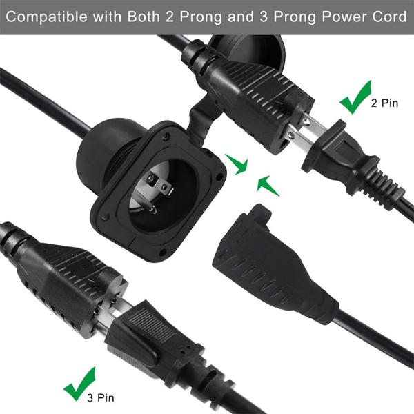 Fornecimento de energia SJTW Suporte de extensão US Machado para Fêmea Plug NEMA 5-15R Para conversor à prova d'água